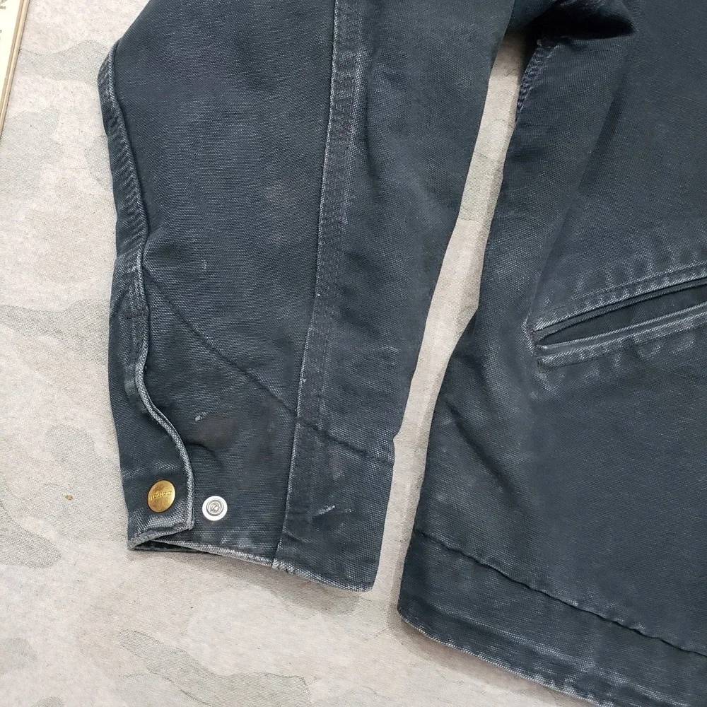 Vintage Carhartt Detroit Jacket Men 44 Black Y2k J01 Zip Blanket Lined Workwear